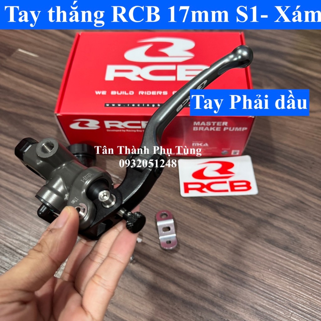 Tay thắng RCB S1 17mm màu xám bình dầu rời: Tay côn Trái, Tay dầu Trái/Phải
