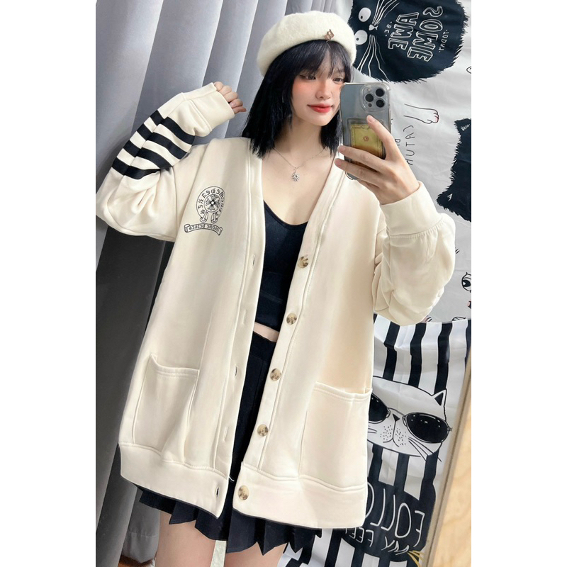 Áo Khoác Cadigan HÌNH THẬP 4 VẠCH  chất Nỉ cotton ,form rộng unisex phong cách Hàn Quốc - Bảo Ngọc Boutique