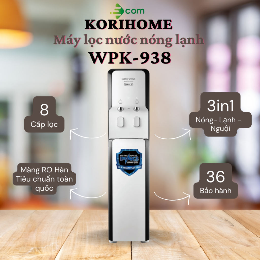 Máy lọc nước tích hợp nóng lạnh Korihome WPK-938