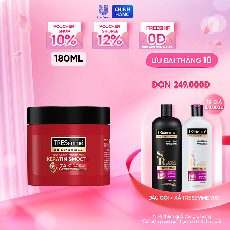 Kem ủ TRESemmé Keratin Smooth Tinh Dầu Argan Vào nếp suôn mượt 180ML