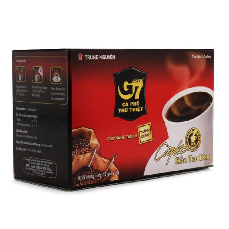 Caphe đen hòa tan không đường G7 Trung Nguyên hộp 15 gói 2g