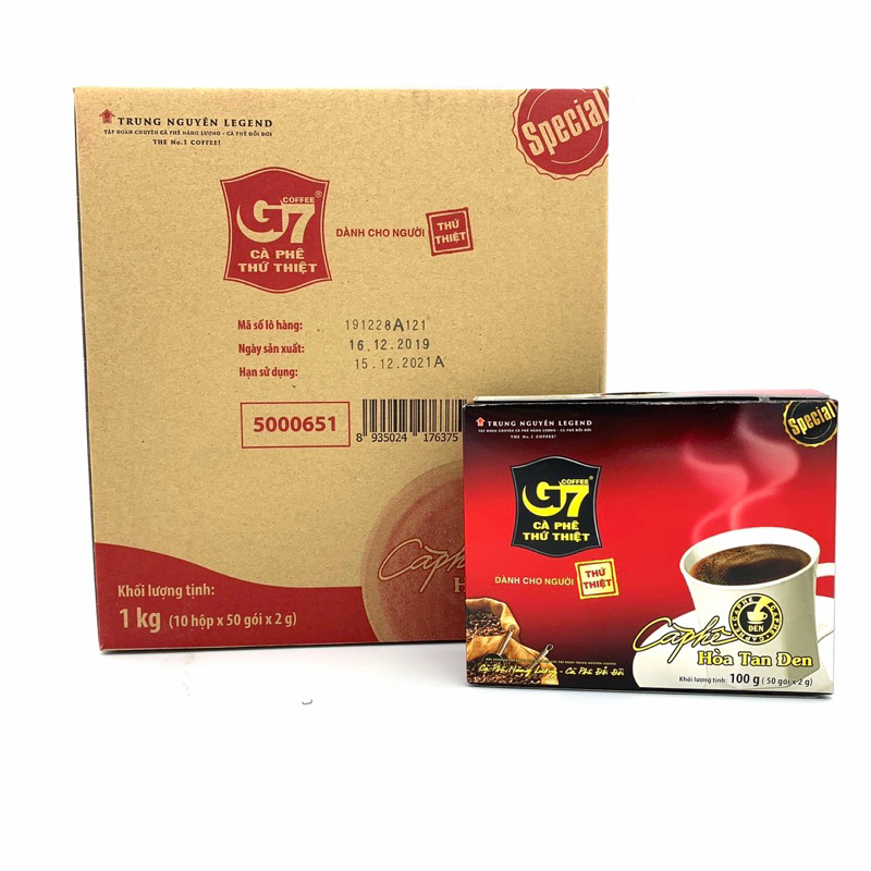 Caphe đen hòa tan không đường G7 Trung Nguyên hộp 15 gói 2g