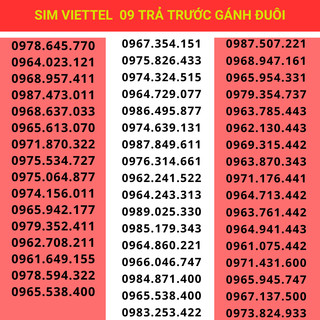 Sim Viettel đầu 09 đuôi cặp gánh giá rẻ nghe gọi - 4G giá rẻ