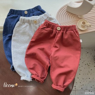 Quần Jogger nỉ bông phối cúc cho bé trai Beemo,Chất liệu nỉ lót bông mềm mại, giữ ấm tốt,Thiết kế bo gấu B396