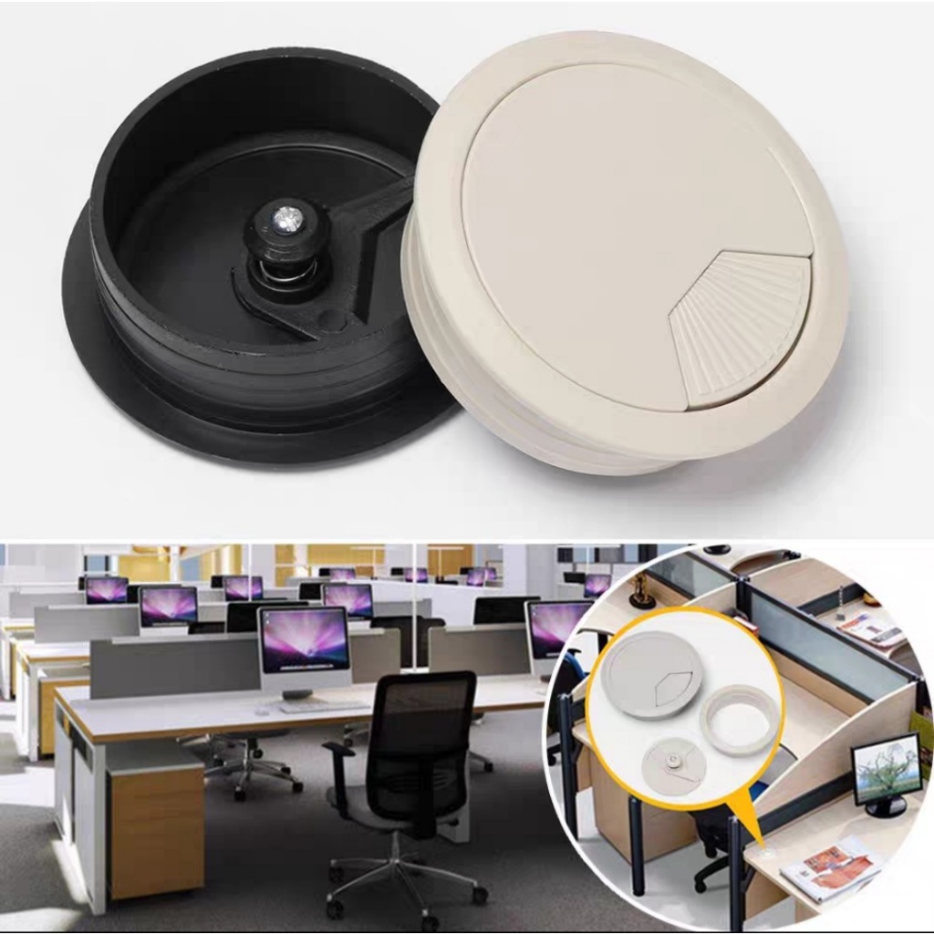 Bộ nắp luồn dây điện D60mm - Loại nhựa màu xám , màu đen (set 6 cái)