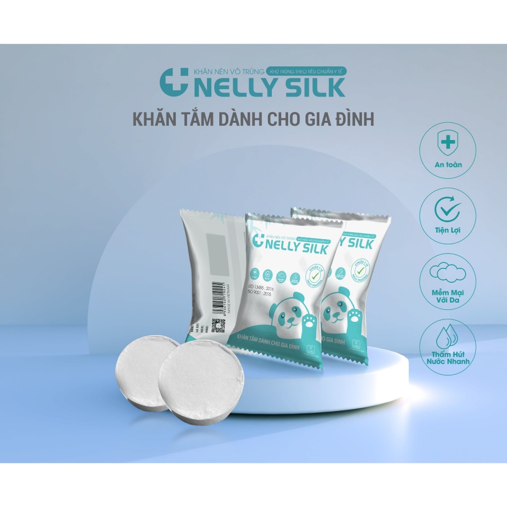 Khăn nén du lịch Nelly Silk - Khăn nén vô trùng chuẩn y tế - Tiện lợi cho đi xa, du lịch