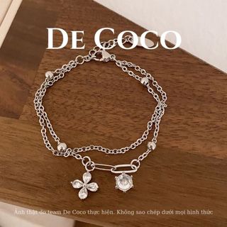 Vòng tay nữ De Coco Lacey layer hoa 4 cánh và đá rơi
