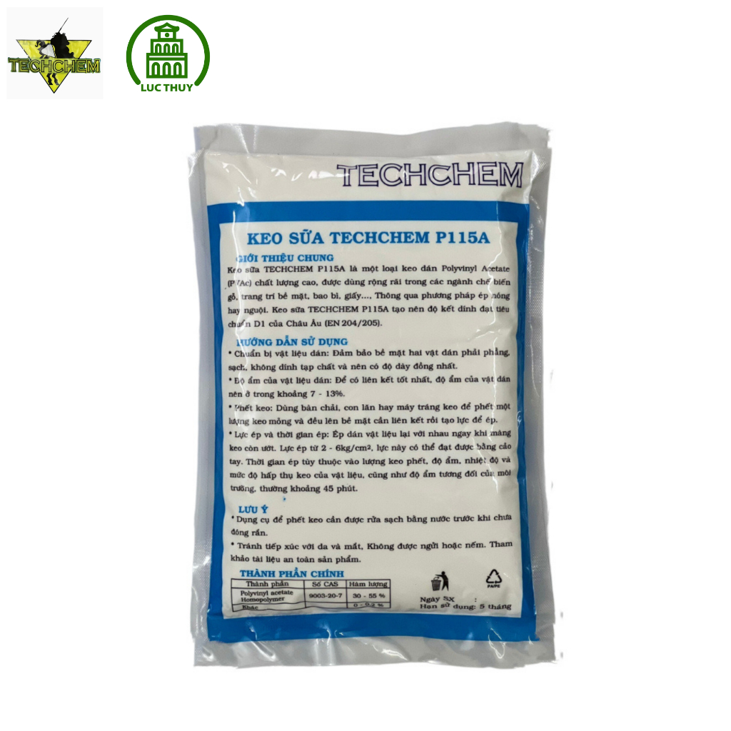 Keo sữa Techchem P115A - Hàng chất lượng cao, chính hãng - Chuyên dụng lát sàn gỗ tự nhiên - Ván sàn Lục Thủy