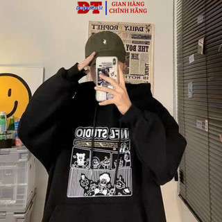 🔥Đu Trend💥 áo Hoodie in chữ STUDIO siêu hót vải nỉ bông nón 2 lớp có túi phối nam nữ mặc đẹp