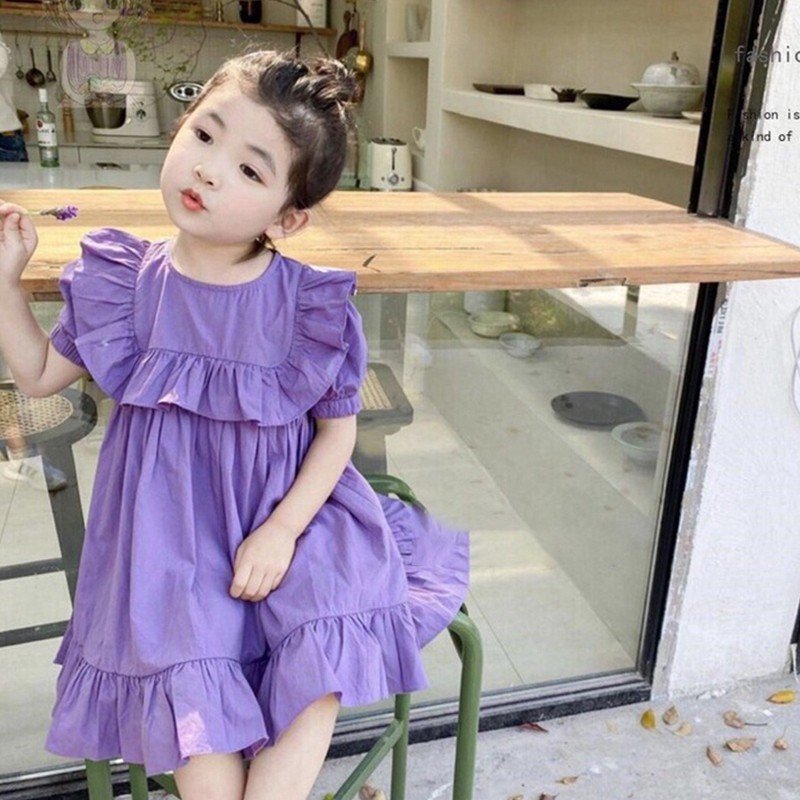 Váy Bé Gái The Pig , Đầm Tím Bèo cho bé từ 2 - 8T , Chất Thô Cotton Mềm Mịn , Thoáng Mát ,Thấm Hút Mồ Hôi Cực Tốt