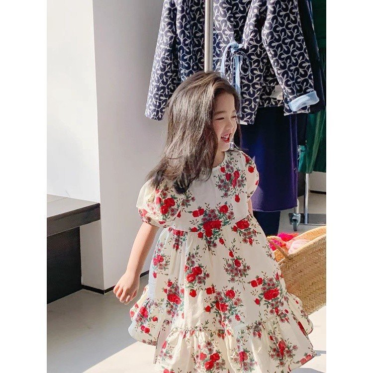 Đầm Cho Bé Gái The Pig , Hoạ Tiết Hoa Hồng Cực xinh.Chất Thô Cotton Mềm Mịn, Thoáng Mát, Thấm Hút Mồ Hôi Tốt