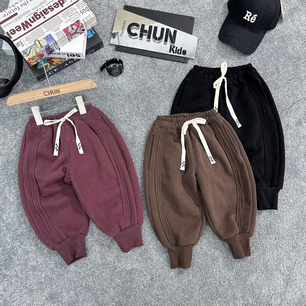 QN75 - QUẦN NỈ jogger lót lông gân hơi kỳ chữ sau AIRPOJA - 23883 cho Bé
