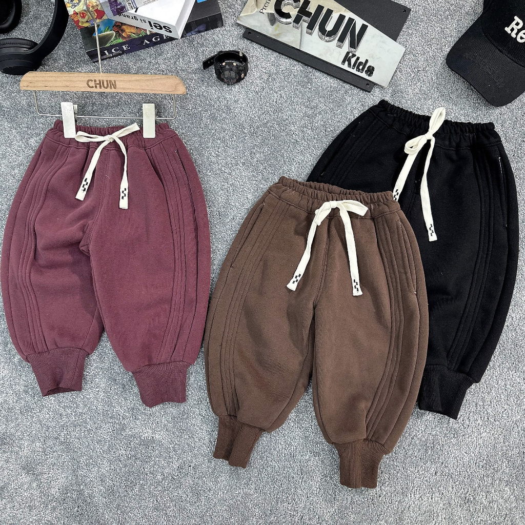 QN75 - QUẦN NỈ jogger lót lông gân hơi kỳ chữ sau AIRPOJA - 23883 cho Bé