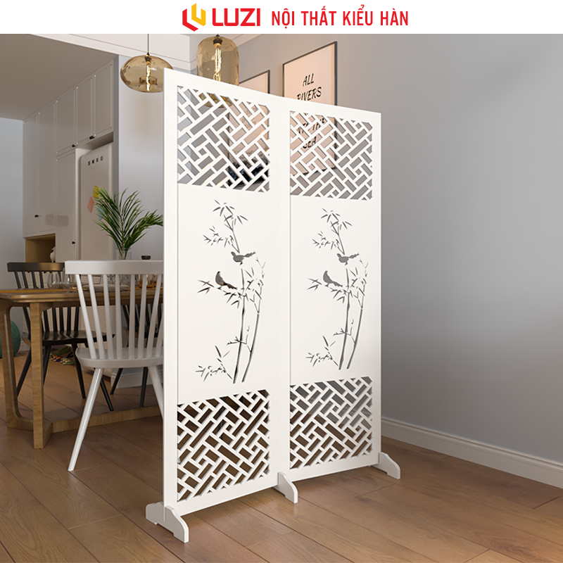 Bình phong vách ngăn phong thuỷ hoạ tiết cây trúc xinh Luzi