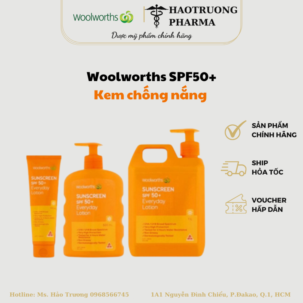 Kem chống nắng toàn thân Woolworths everyday sunscreen spf 50+