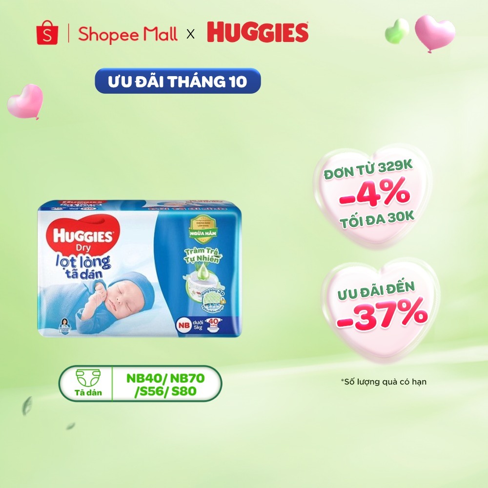 Tã dán sơ sinh Tràm Trà Tự Nhiên Huggies NB40/NB70/S54/S80