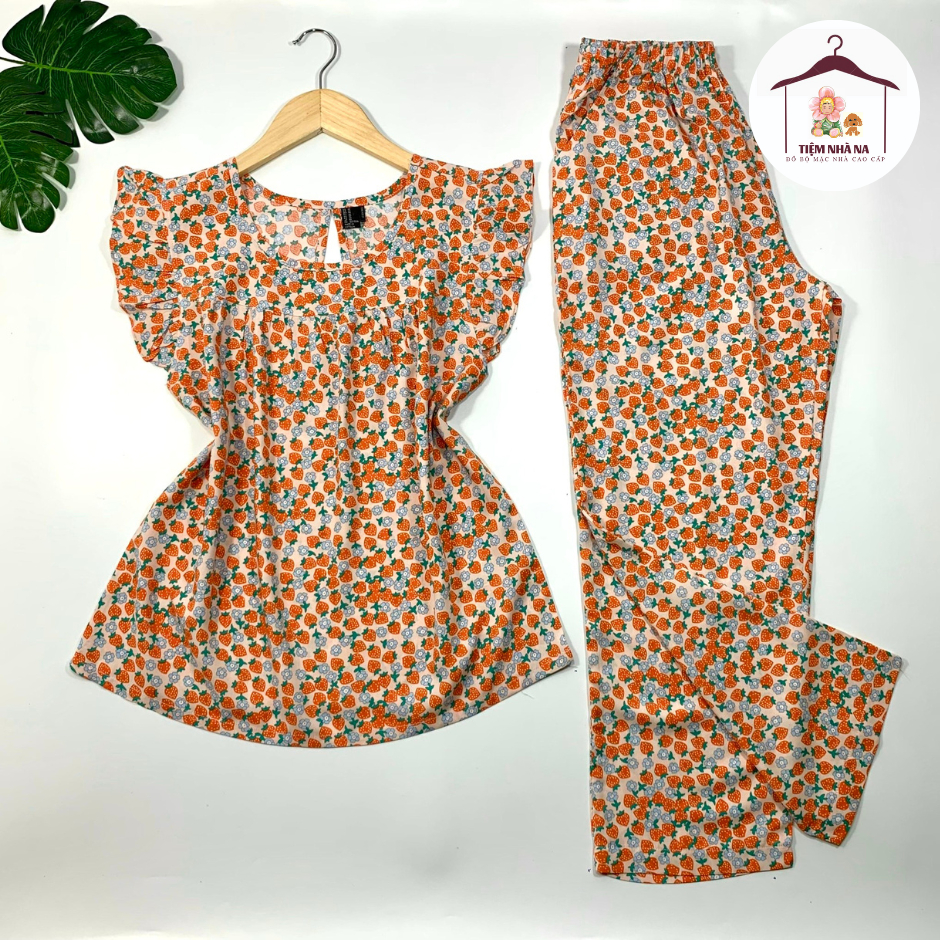 Đồ bộ tole nữ quần dài 9 tấc cánh tiên, bộ lanh mặc nhà F21 VNXK  - Tiệm nhà Na