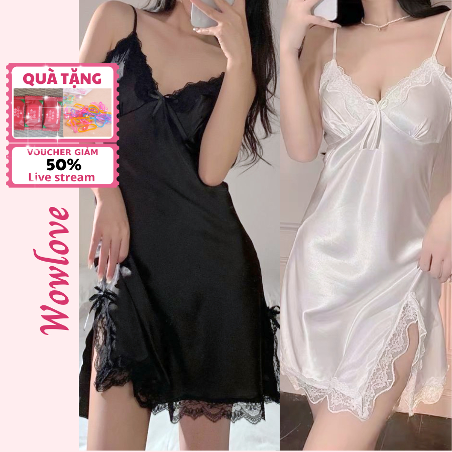 [Mã FADEP2212 giảm 10k đơn từ 99k] Đầm Đồ Váy Ngủ 2 Dây Phối Ren Sexy Quyến Rũ Thời Trang Cho Nữ