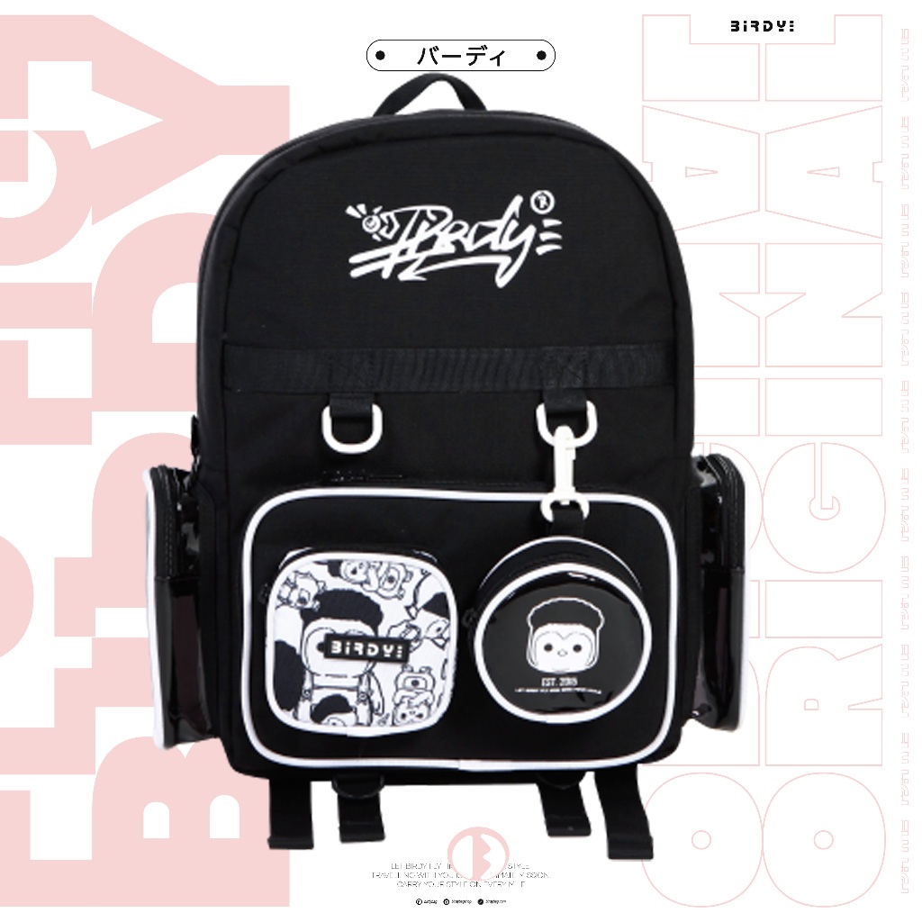 Balo nam nữ đi học thời trang màu đen, trắng unisex Local Brand BIRDYBAG - LUDO KING backpack