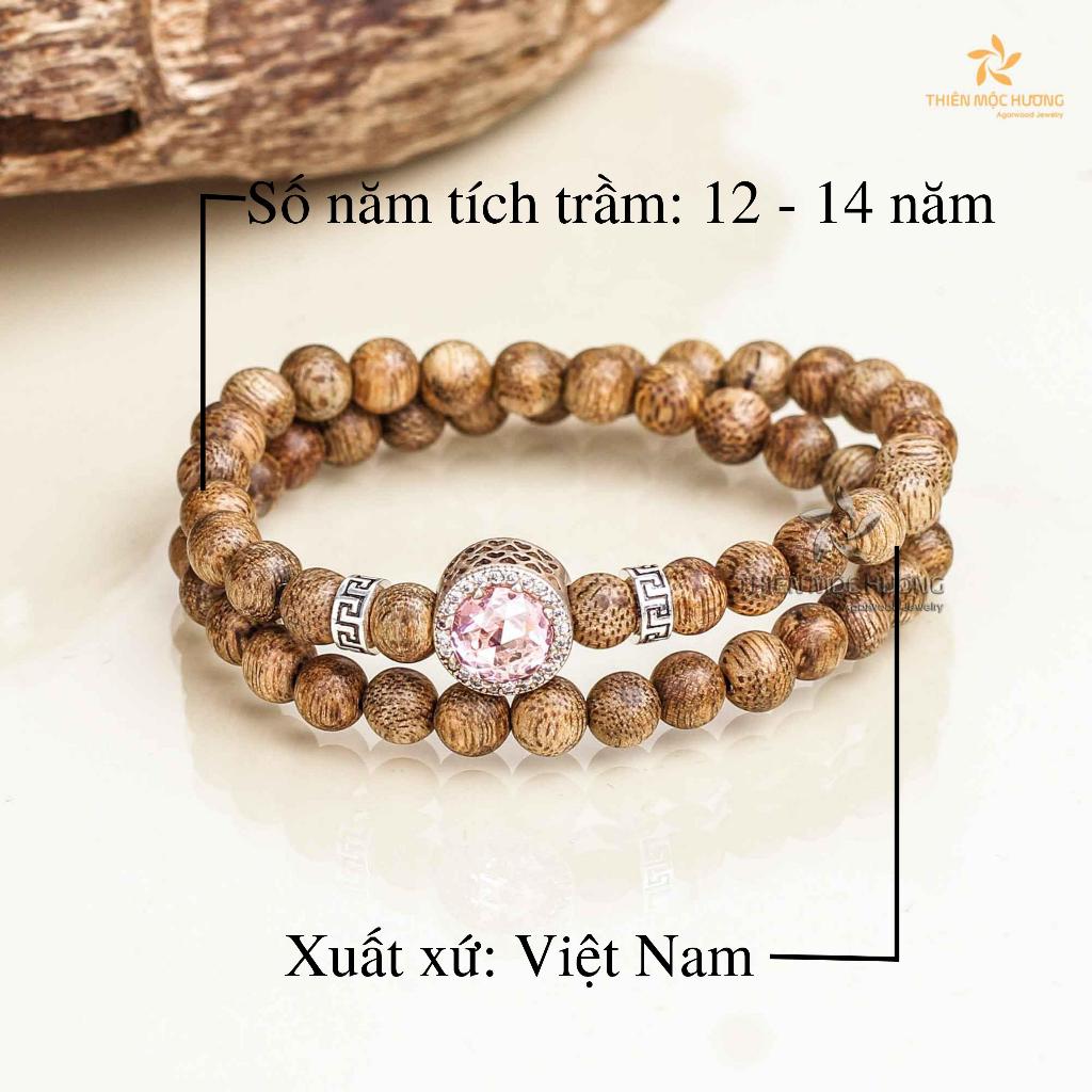 Vòng tay Trầm Hương Minh Nguyệt đôi - Thiên Mộc Hương - Trầm Tốc Việt Nam - Thành công, hạnh phúc, an nhiên