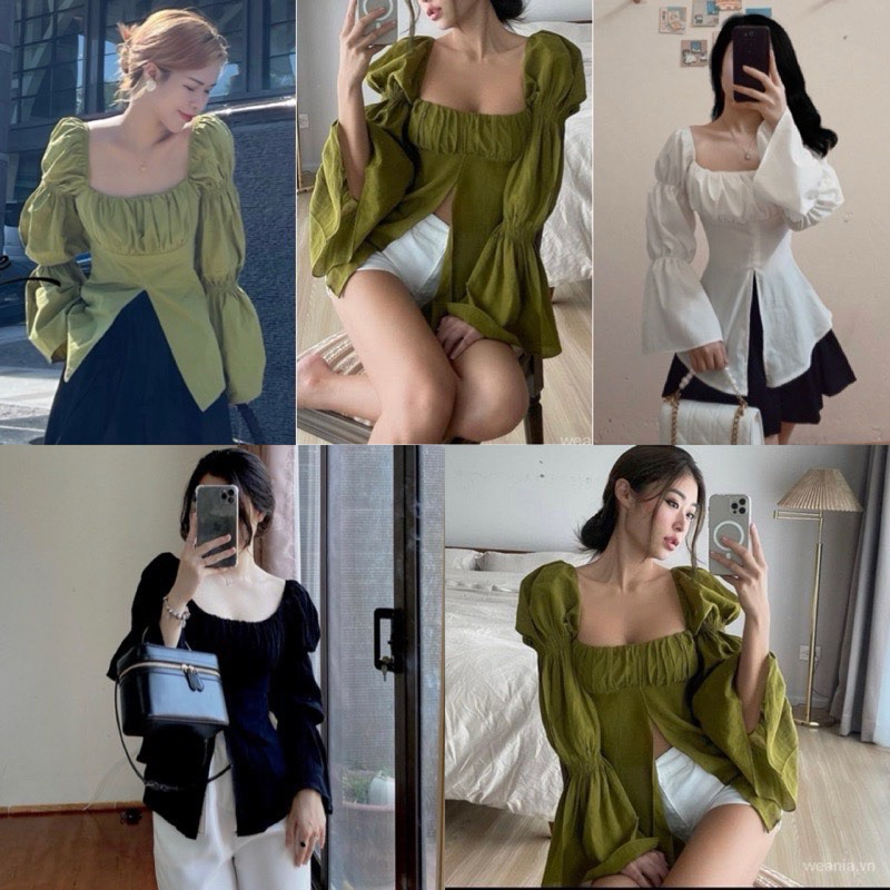 ÁO KIỂU BẸT VAI TAY BỒNG XẺ  SIÊU HÓT BOONG STORE M1