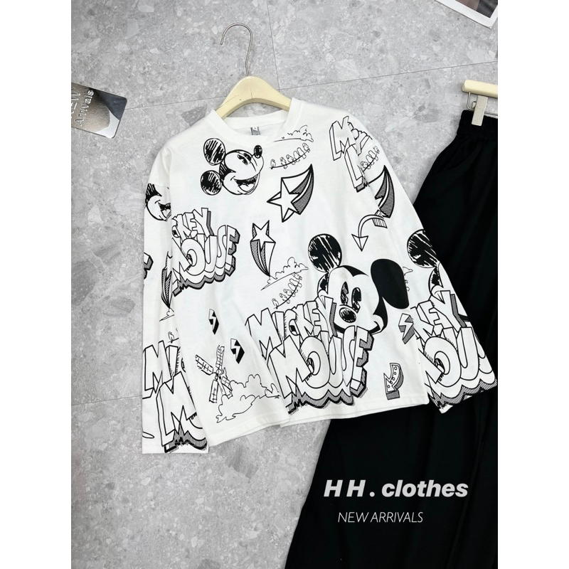 Set Áo Mickey Kèm Quần Đen Ống Rộng HH • Melanie Boutique