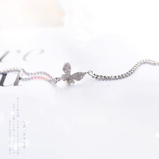 Lắc tay bạc nữ TWINKLE TIME hồ điệp dây kép nữ tính TT160