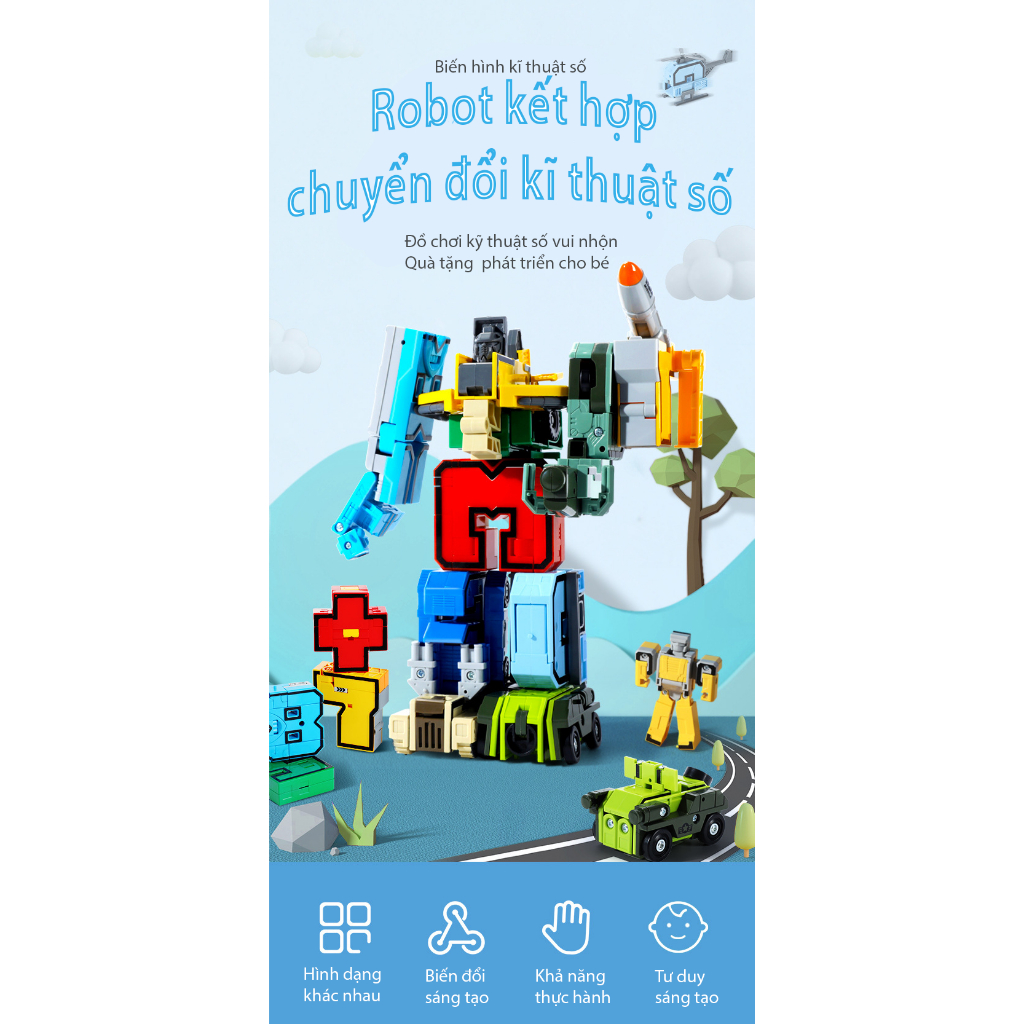 Robot biến hình số 0-9 đồ chơi lắp ráp