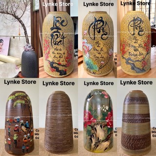 Bình hoa lọ hoa cao 48cm, 51cm dáng chuông to cắm đào huyền cành lê cành mận gốm sứ bát tràng - lynke store
