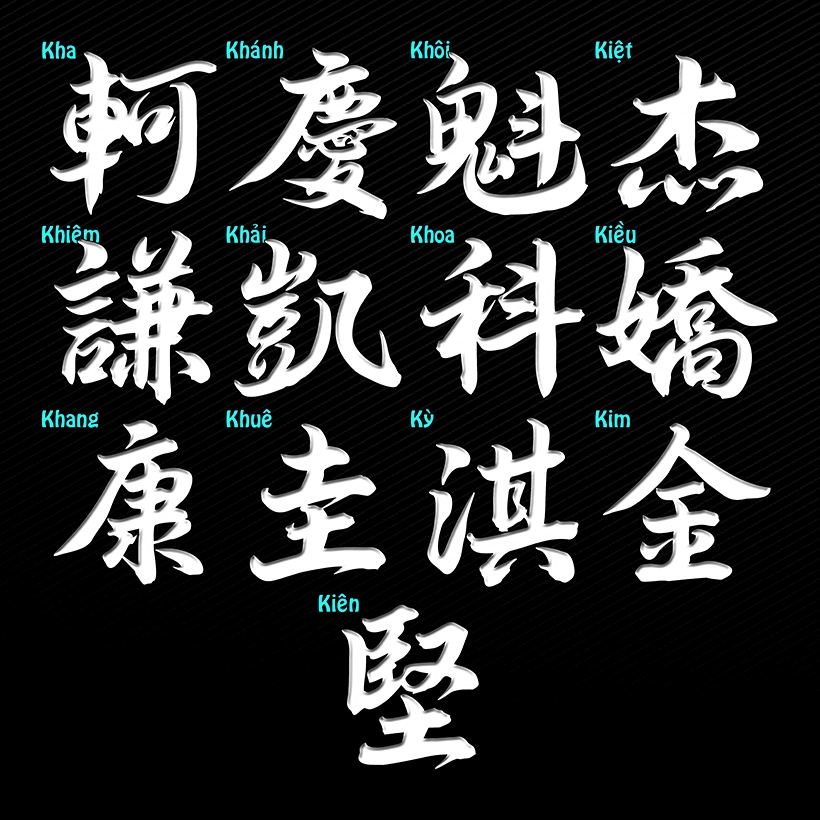 Tem Tên Chữ K Hoa Thư Pháp Decal PVC Chất Liệu Siêu Dày Chống Thấm Nước