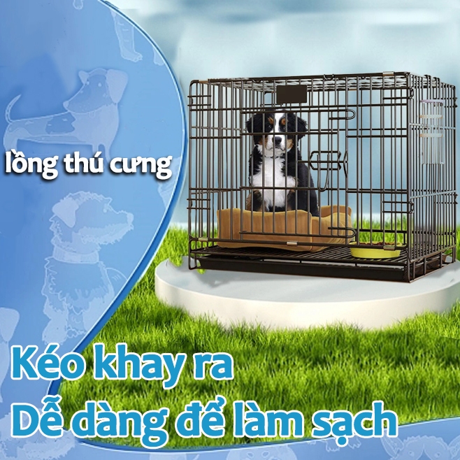 Chuồng chó, chuồng mèo sơn tĩnh điện gấp gọn nhiều kích cỡ khác nhau tặng khay vệ sinh