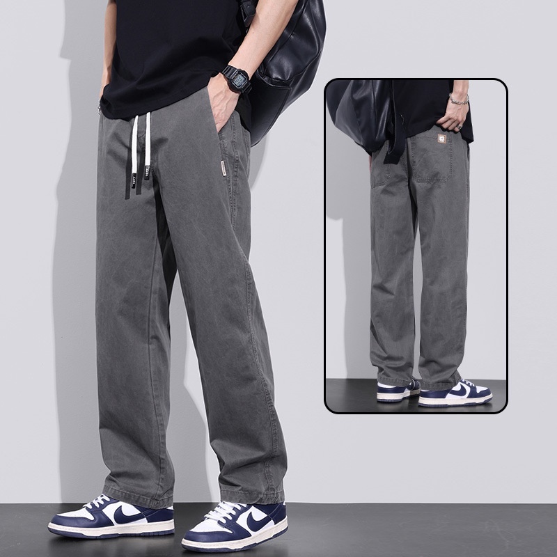 Quần Kaki Dài Ống Rộng Phong Cách retro Cho Nam