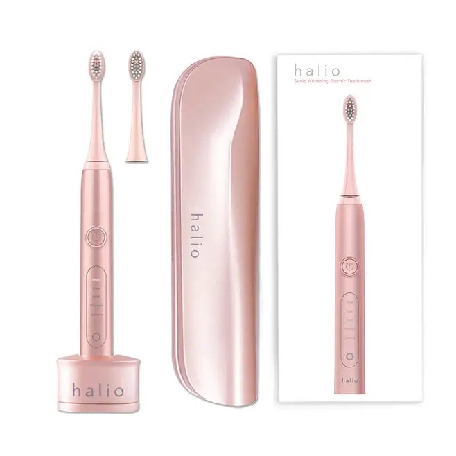 Combo Bàn Chải Điện Chữ U Cho Bé Blue và Bàn chải điện Halio Sonic Whitening Toothbrush Pro Màu Rose Gold