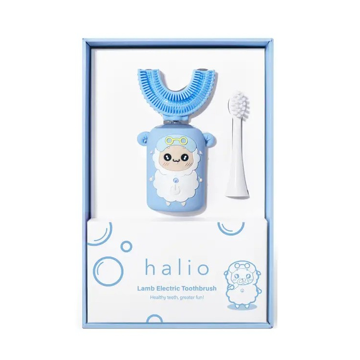 Combo Bàn Chải Điện Chữ U Cho Bé Blue và Bàn chải điện Halio Sonic Whitening Toothbrush Pro Màu Rose Gold