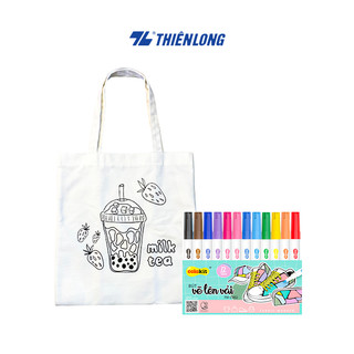 Combo Túi vải Canvas Thiên Long - Túi tote DIY in hình dễ thương dành cho bé tô màu, tự trang trí