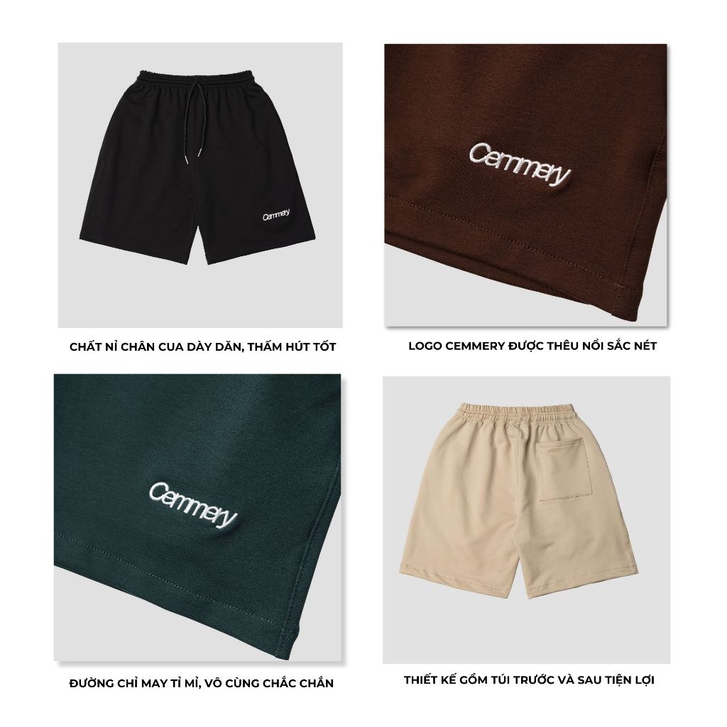 Quần Short Cemmery LocalBrand VITAL SHORT 5 Color, quần thun Unisex nỉ