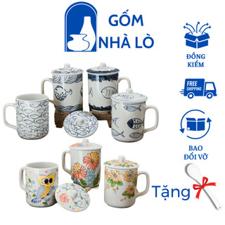 Cốc lọc trà, cốc uống nước gốm sứ bát tràng, cốc sứ, cốc uống nước dung tích 300ml gốm nhà lò