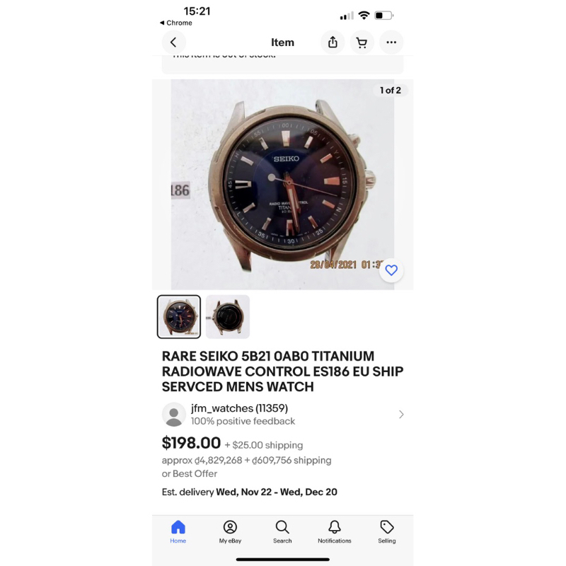 Đồng hồ Nam Seiko Solar Radio Control Titanium đúc nguyên khối