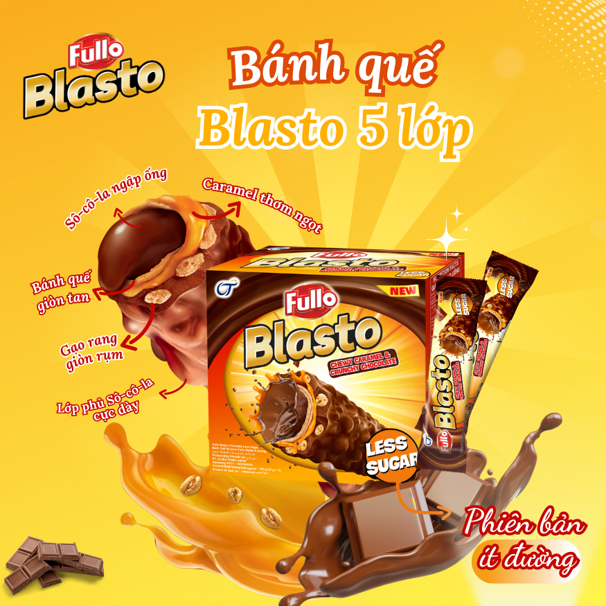 Bánh Xốp Sôcôla Fullo Blasto Less Sugar