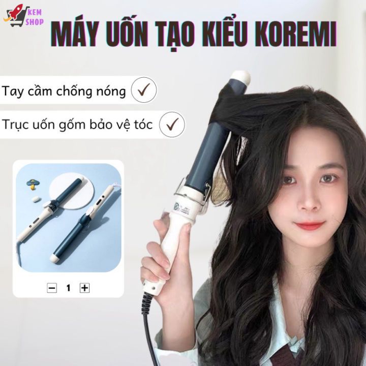 Máy uốn tóc xoăn Hàn Quốc Koremi làm tóc xoăn lọn to nhỏ cao cấp cho Salon - Máy làm tóc đa năng