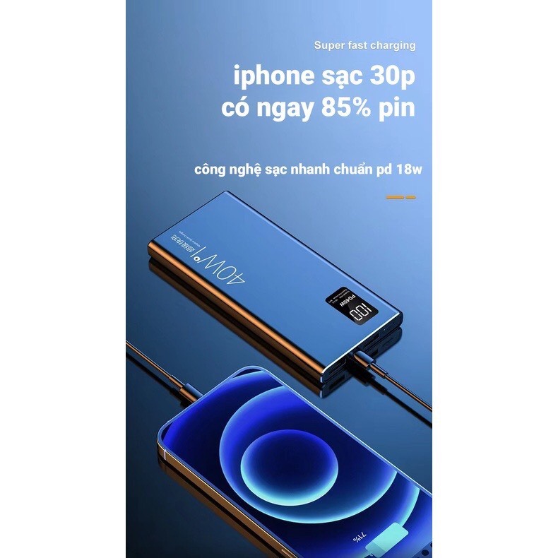Pin Sạc Dự Phòng Không Dây 20000 MAH Sạc Nhanh 40W Màn Hình LED Hiển Thị Pin