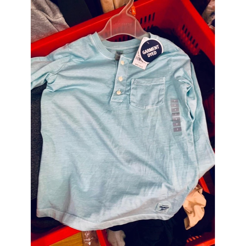 Áo thu đông cotton bé trai Osh.kosh 4 màu cúc cổ