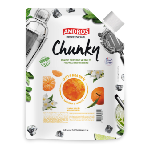 Mứt Trái Cây Pha Chế Quýt & Hoa Nhài - Có miếng trái cây thật - Nguyên liệu pha chế - ANDROS CHUNKY - 1kg