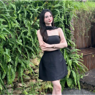  Váy Croset dáng ngắn cổ lụa đen 