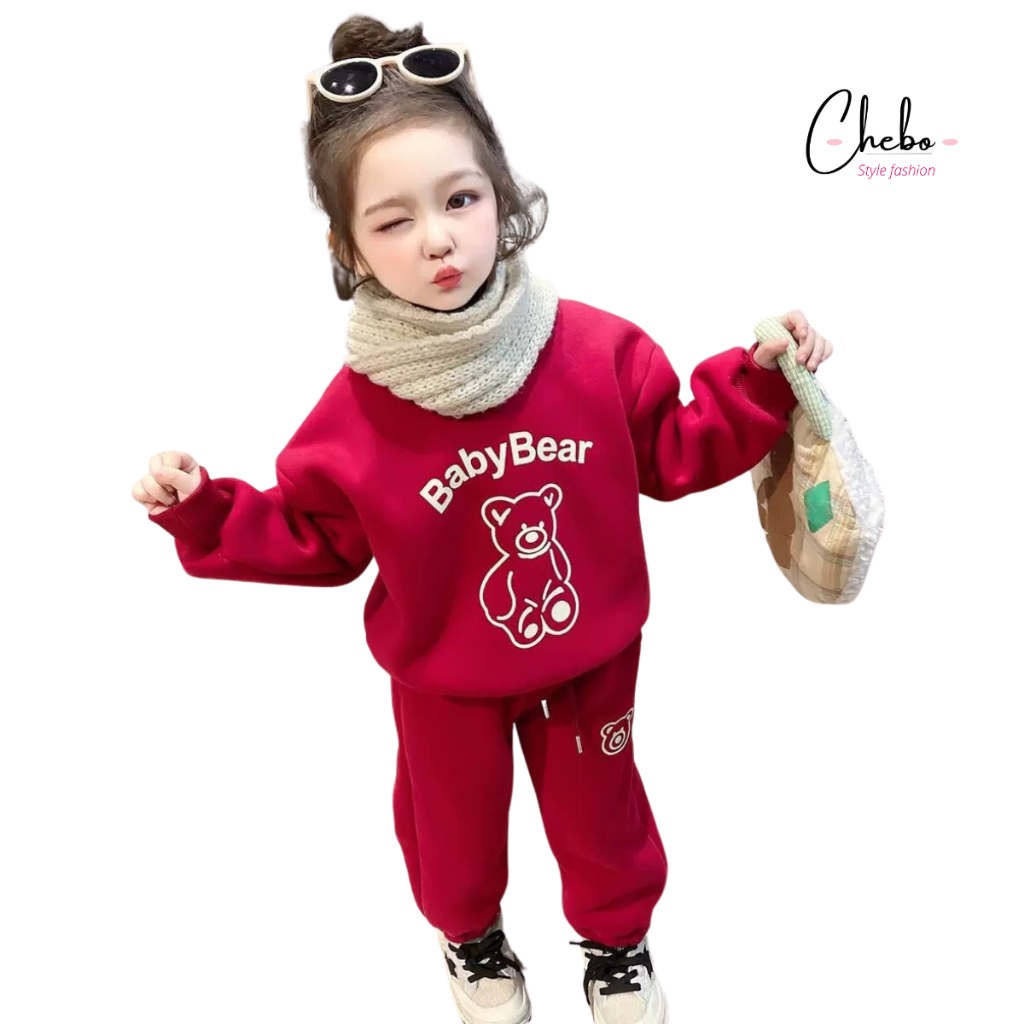 Combo 2 bộ nỉ cho bé trần bông không xù siêu ấm, Quần áo mùa thu đông cho bé gái bé trai hot hit phong cách Hàn Quốc