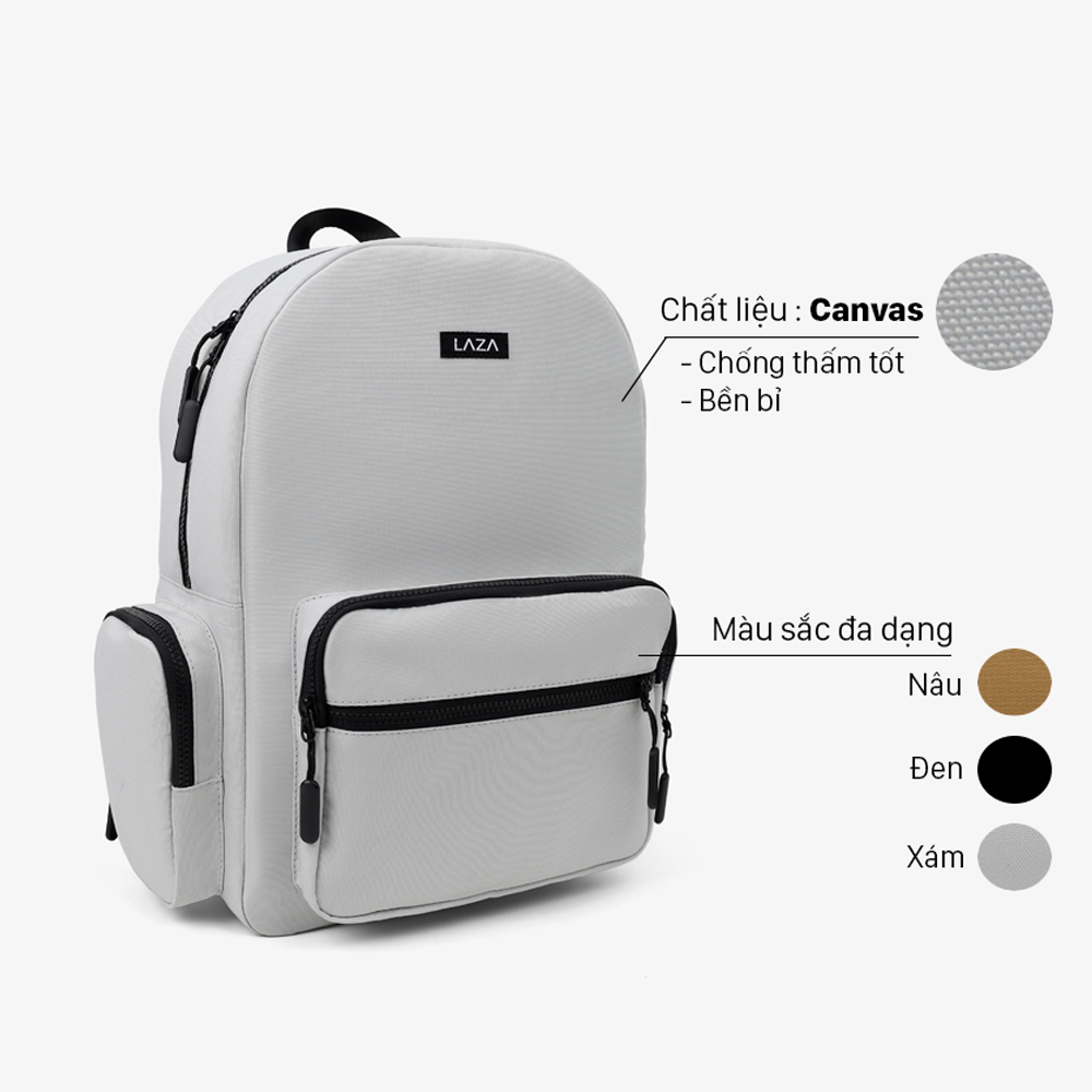 Balo laptop LAZA Catse Backpack 580 chất liệu canvas trượt nước, chứa được laptop 15.6in