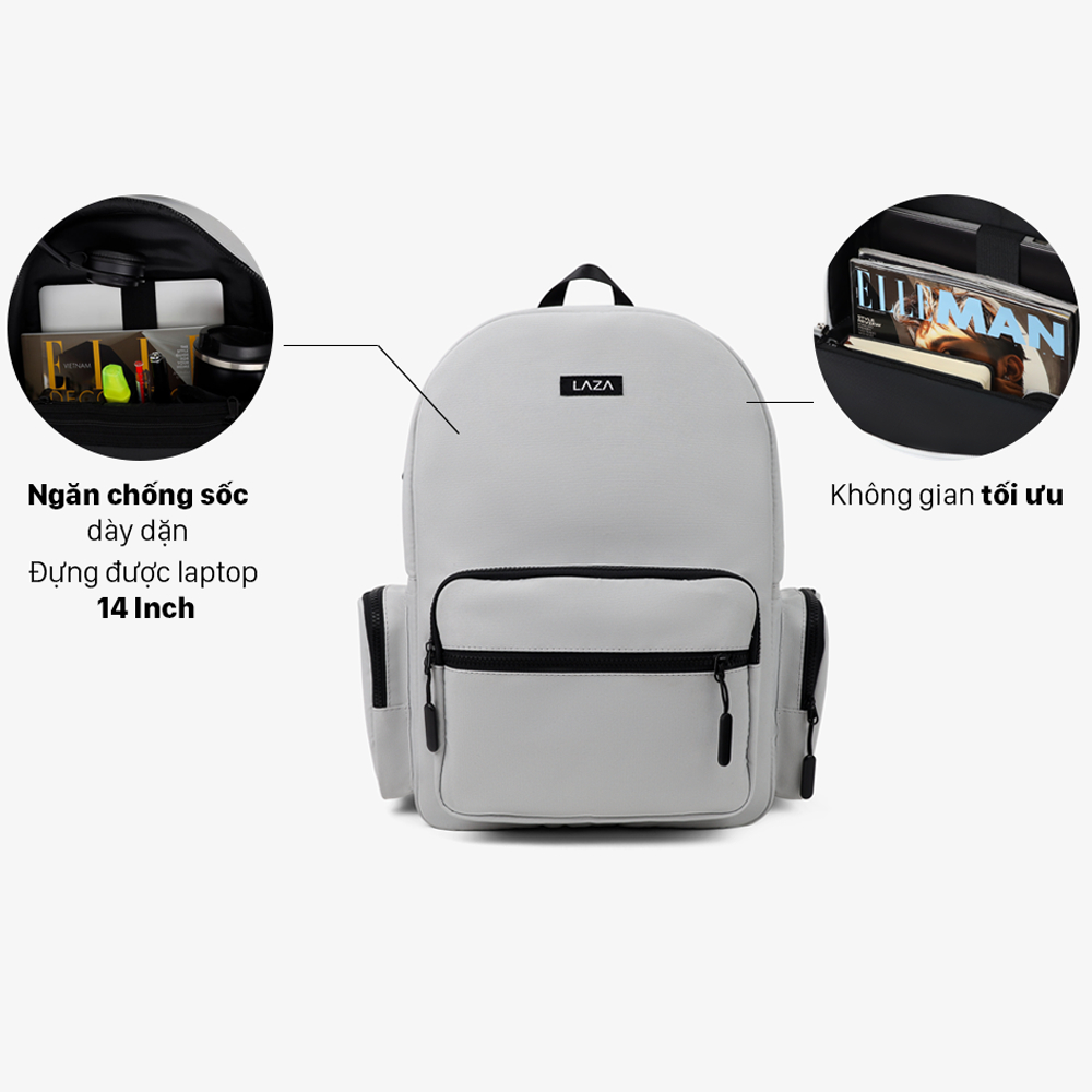 Balo laptop LAZA Catse Backpack 580 chất liệu canvas trượt nước, chứa được laptop 15.6in