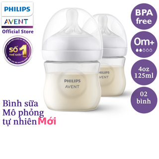 Philips Avent Hộp 02 Bình sữa mô phỏng tự nhiên 125ml mới núm ty phản ứng