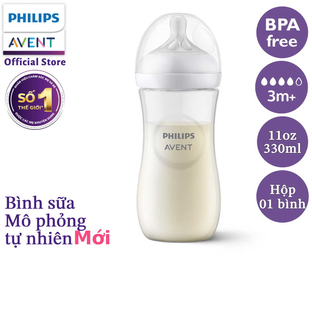 Philips Avent Bình sữa mô phỏng tự nhiên 330ml mới núm ty phản ứng tự