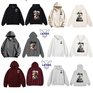 Áo hoodie Stussy Gấu nỉ bông cao cấp basic nam nữ form rộng oversize Latizia.vn